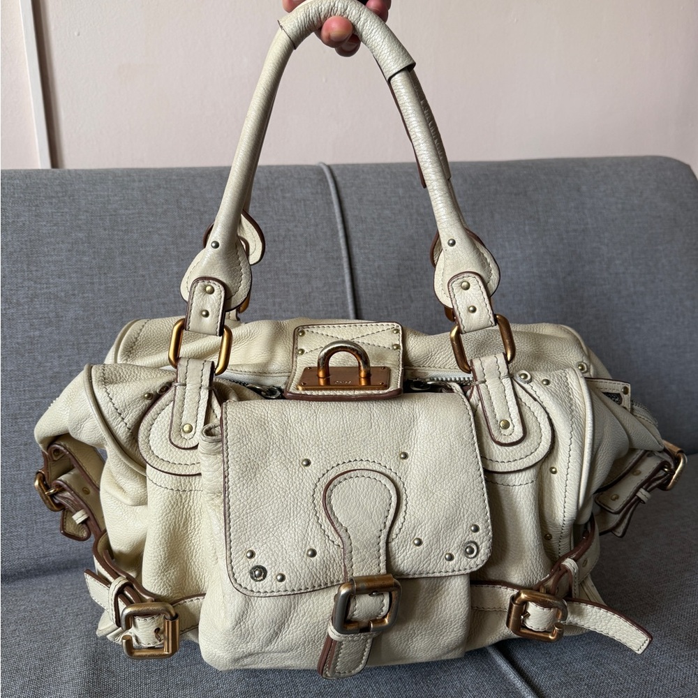 Chloe Paddington Cream Leather Shoulder Bag
